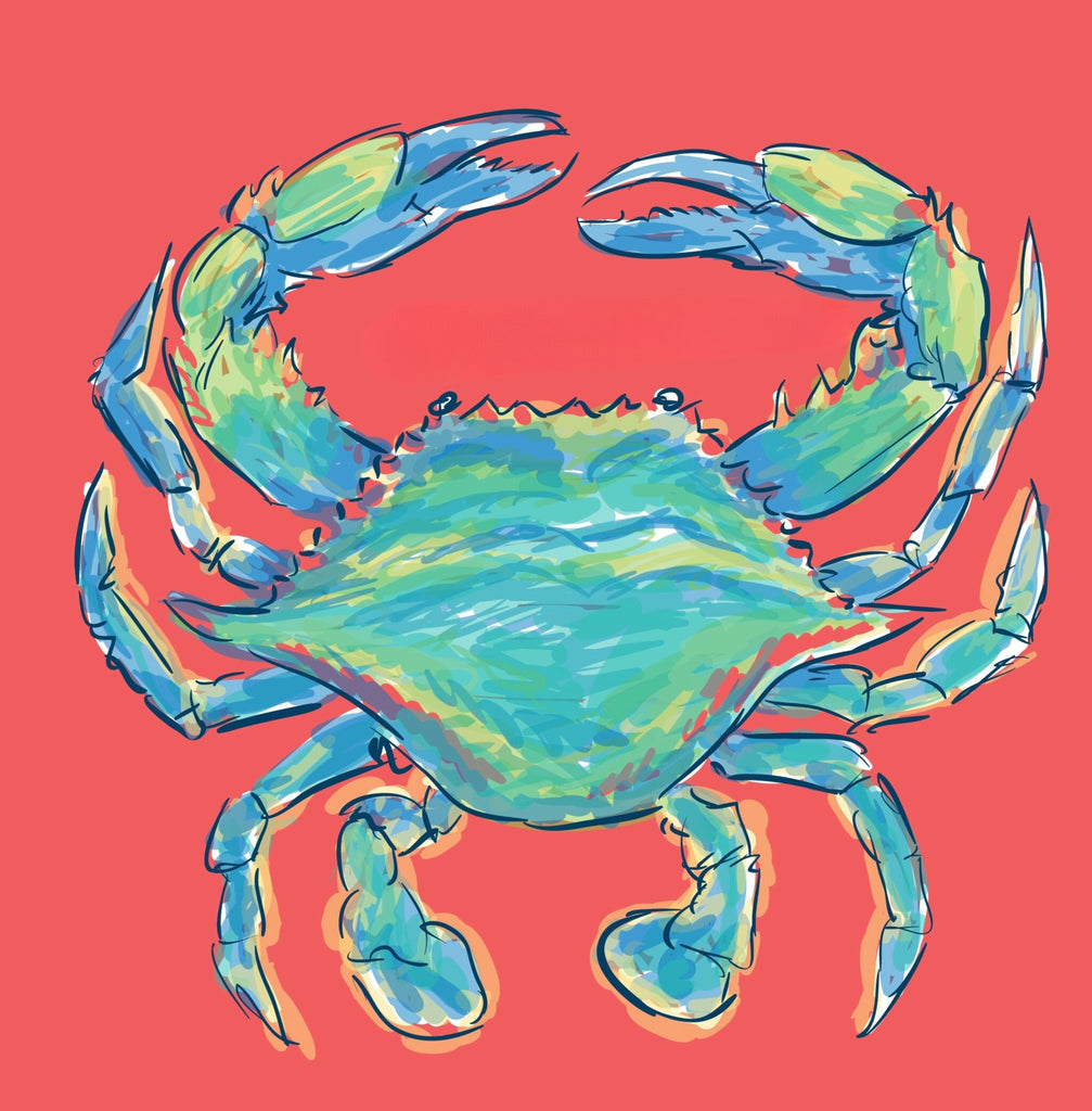 "Watercolor Crab" Back Print Tee