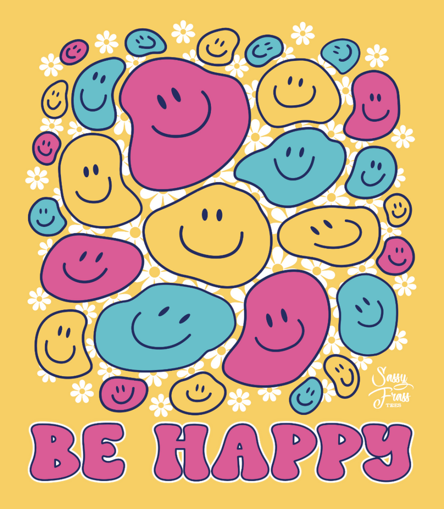 "Be Happy" Back Print Tee